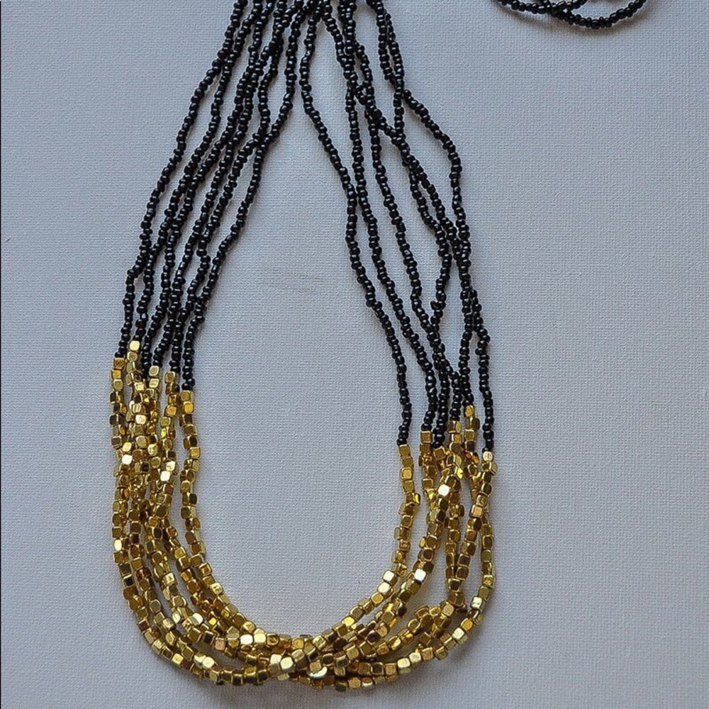 Gold and Black Mirror Cube Necklace